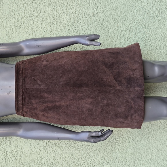 Paul Harris Design Ladies Elegant Genuine Suede/Leather Dark Brown Pencil Skirt - Picture 1 of 17